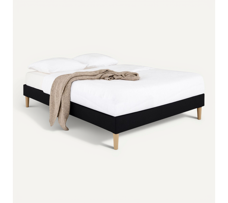 Sommier Tapissier Brest 160 X 200 Cm Revêtement Tissu - Noir