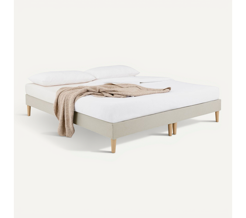 Sommier Tapissier Rennes 180 X 200 Cm Revêtement Tissu - Beige