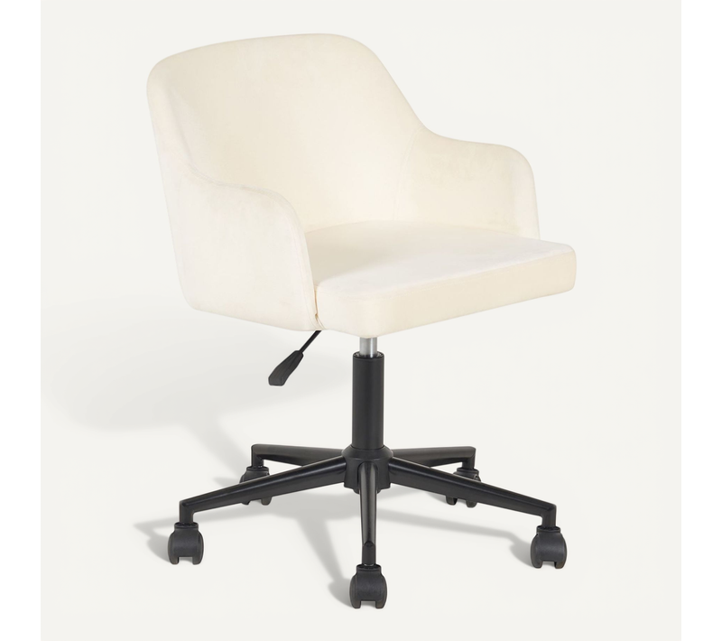 Chaise De Bureau Oliver En Velours - Blanc Crème