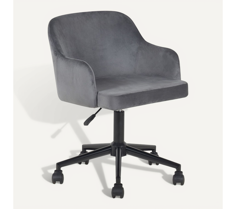 Chaise De Bureau Oliver En Velours - Gris Clair