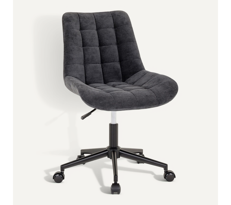 Chaise De Bureau Vasilo En Velours Côtelé - Noir