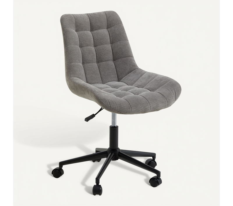 Chaise De Bureau Vasilo En Velours Côtelé - Gris