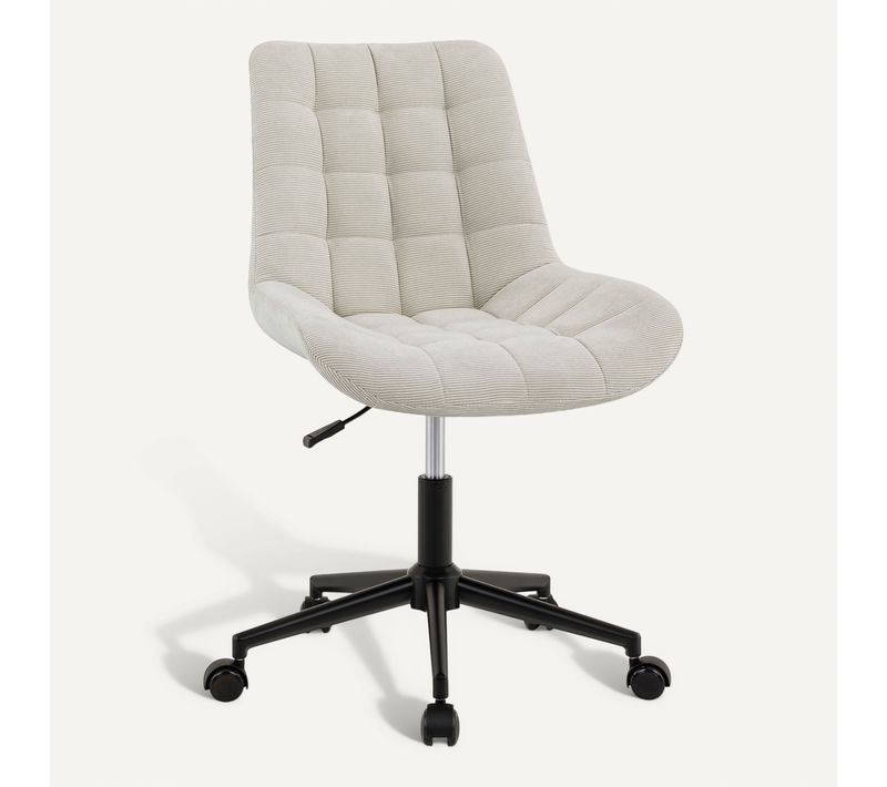 Chaise De Bureau Vasilo En Velours Côtelé - Beige