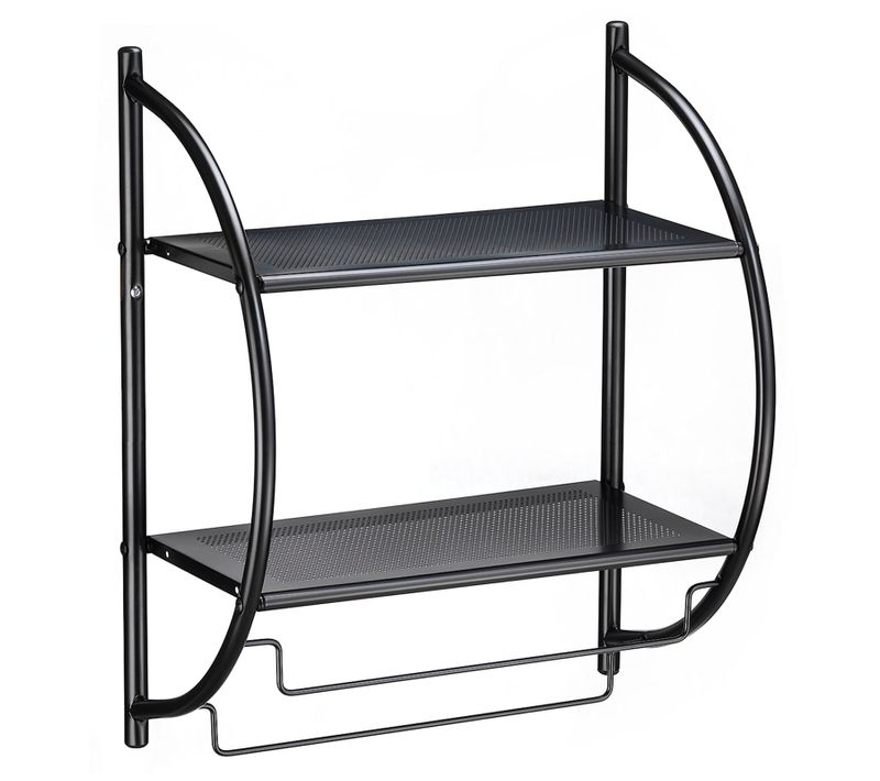 Etagère Murale De Salle De Bain Janine, En Métal Noir