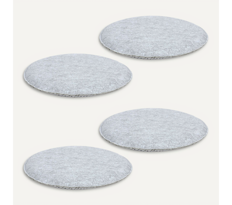 Lot De 4 Coussins D'assise Antidérapants Leslie, En Feutre Gris