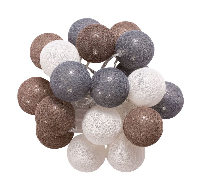 Guirlande Lumineuse 20 Boules Amici Coloris Gris/blanc/brun