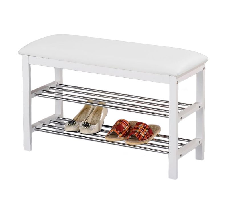 Banc à Chaussures Sana, 2 Étagères, Blanc