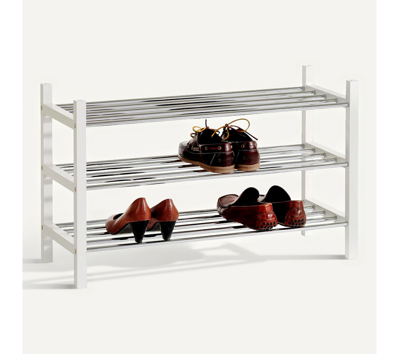 Etagère à Chaussures Resa, 3 Tablettes, Laqué Blanc