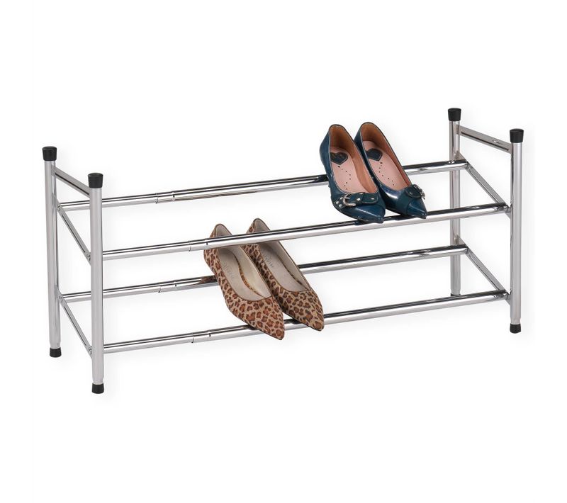 Etagère à Chaussures Lennart, 2 Tablettes Modulables, Chromé