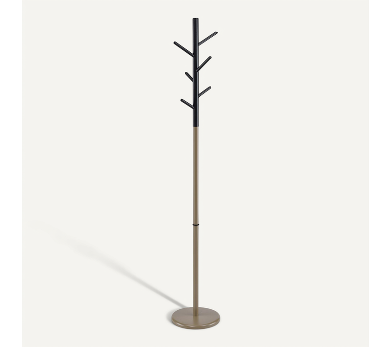 Portemanteau Enrico, En Métal Et Bois - Coloris Champagne Et Noir