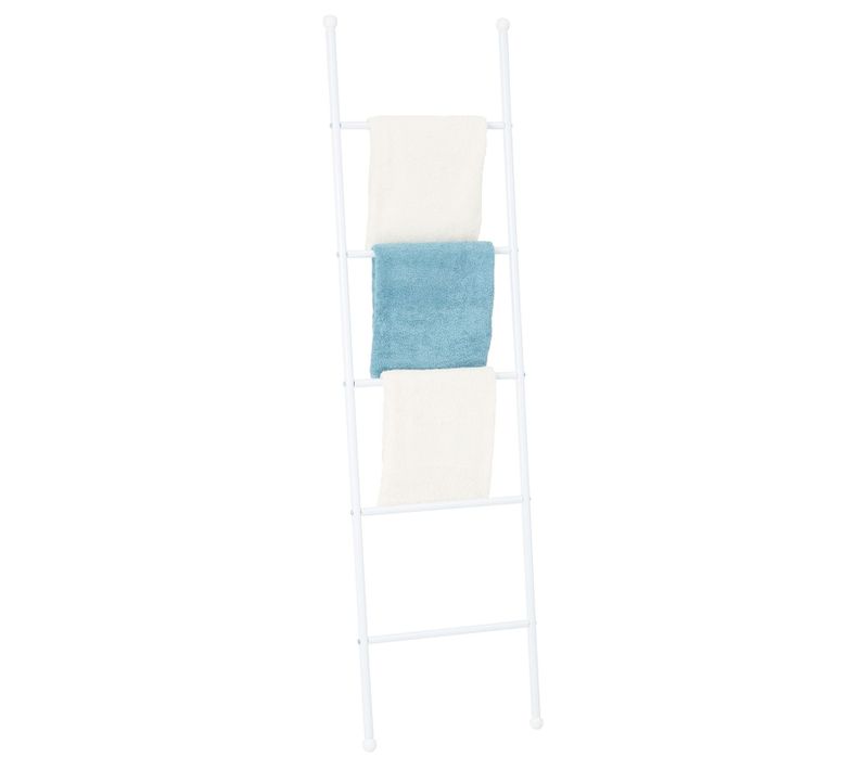 Echelle Castel Porte-serviettes Avec 5 Barreaux, En Métal Laqué Blanc