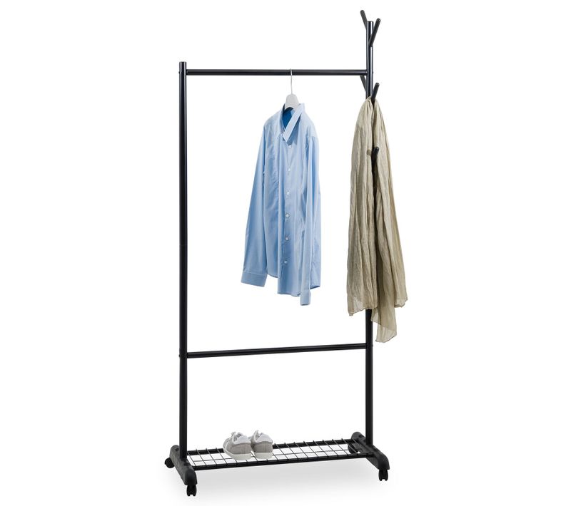 Penderie Mobile Aurigo Avec Portemanteau, En Métal Laqué Noir