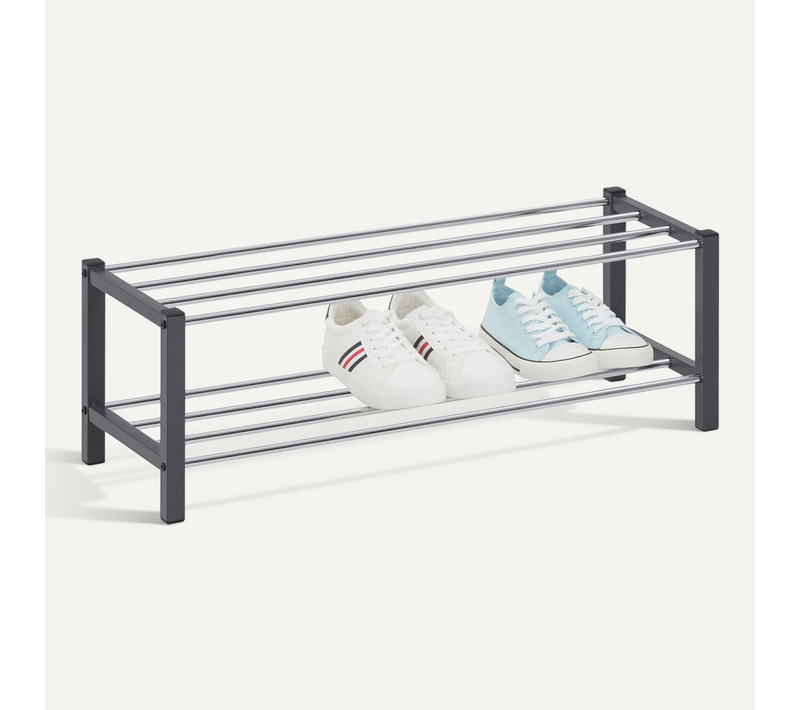 Étagère à Chaussures Dublin Gris, 2 Niveaux