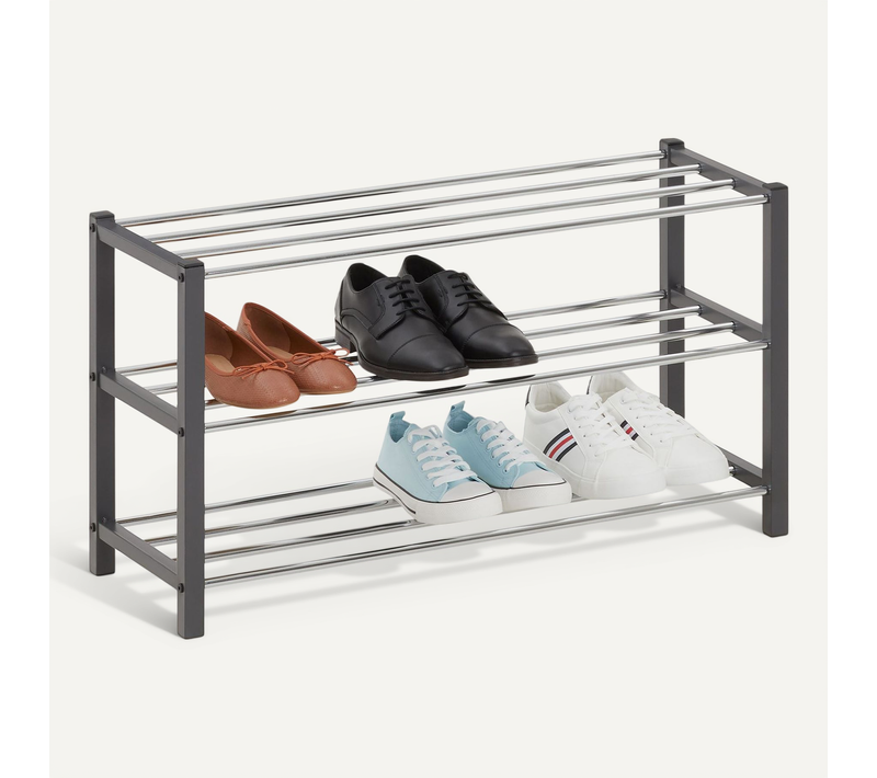 Étagère à Chaussures Dublin Gris, 3 Niveaux