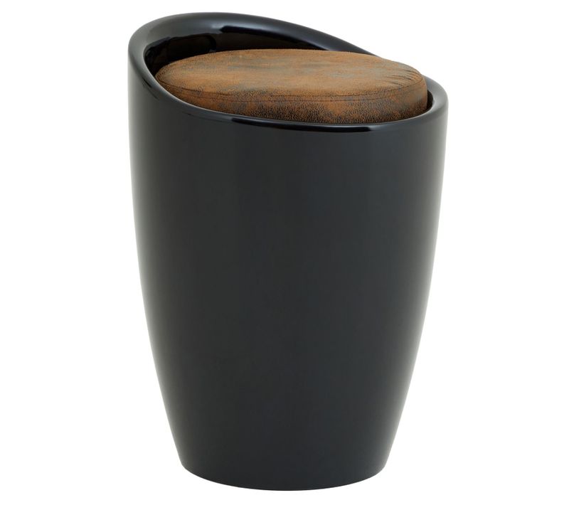 Tabouret Coffre De Rangement Daniel, Noir/brun Vintage