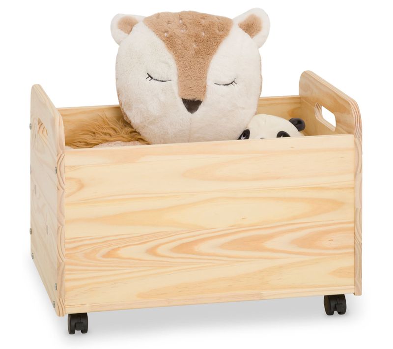 Coffre à Jouets Benjamin Sur Roulettes, En Pin Massif - Coloris Naturel