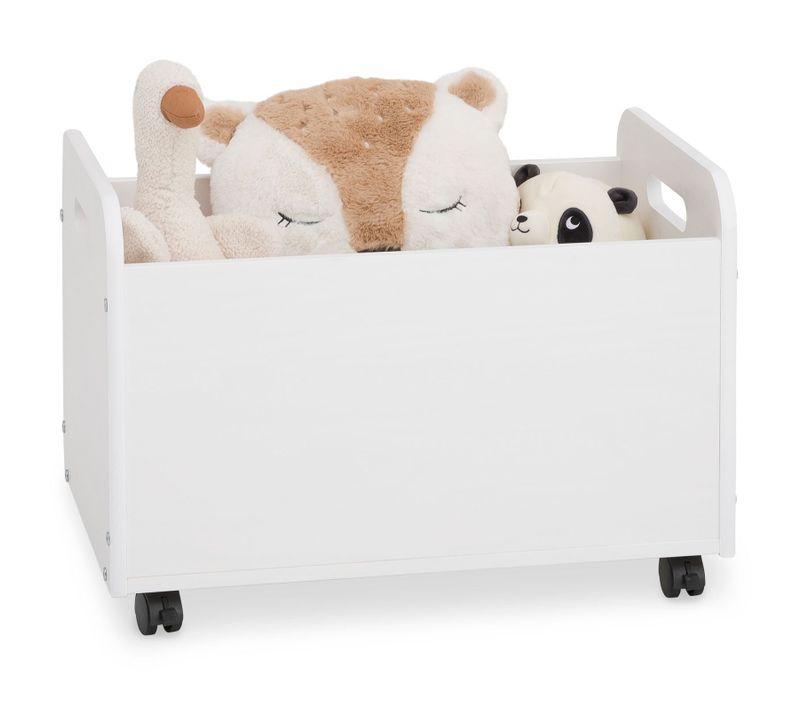 Coffre à Jouets Benjamin Sur Roulettes, En Pin Massif - Blanc