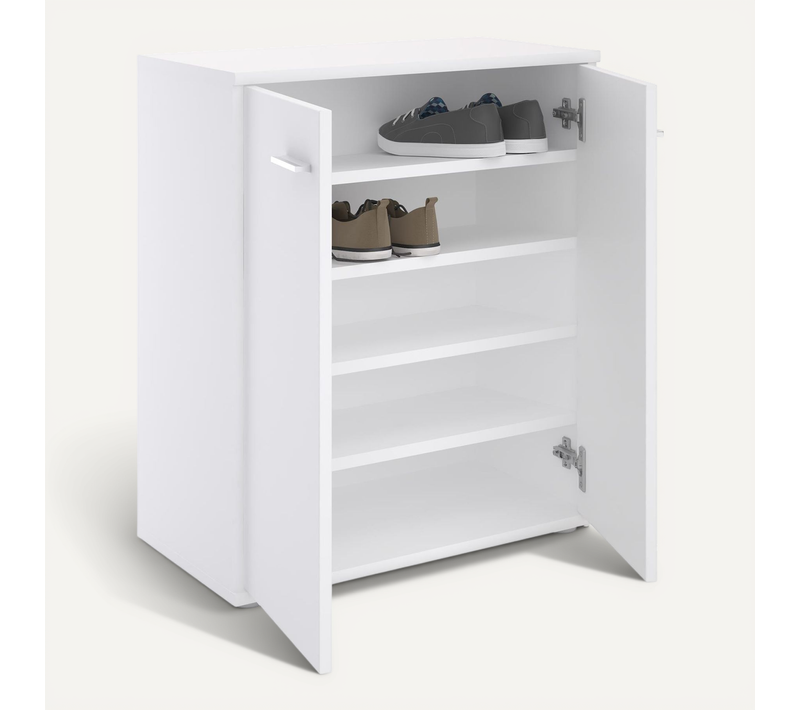 Meuble à Chaussures Olympe, En Mélaminé Blanc Mat
