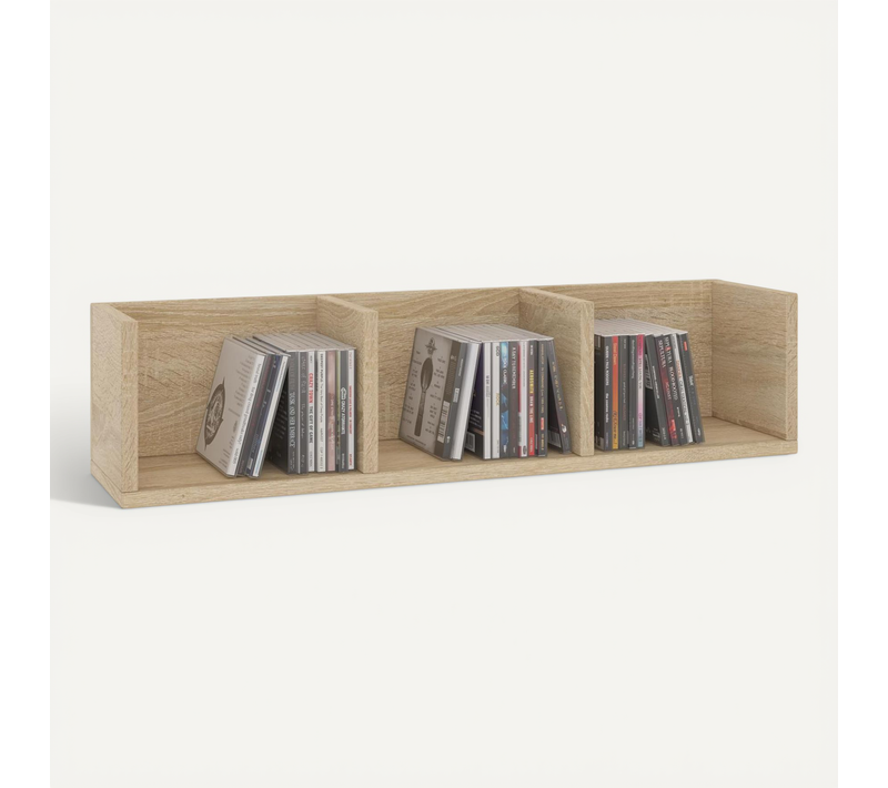 Etagère Murale Nello Avec 3 Compartiments Ouverts En Mélaminé Décor Chêne Sonoma