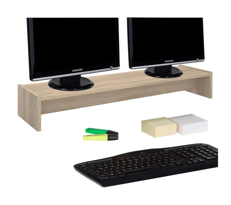 Support D'écran D'ordinateur Screen, En Mélaminé Décor Chêne Sonoma