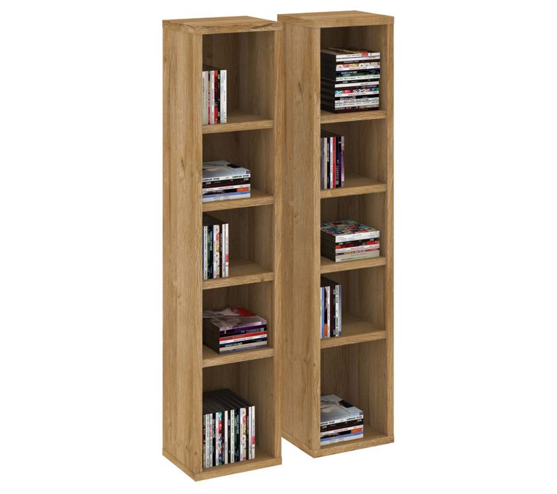 Etagères Modulables Musique Pour Cd Et Dvd, En Mélaminé Décor Chêne Sauvage