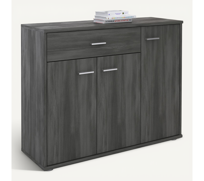 Buffet Coraline L 88 Cm En Bois - Coloris Frêne Gris