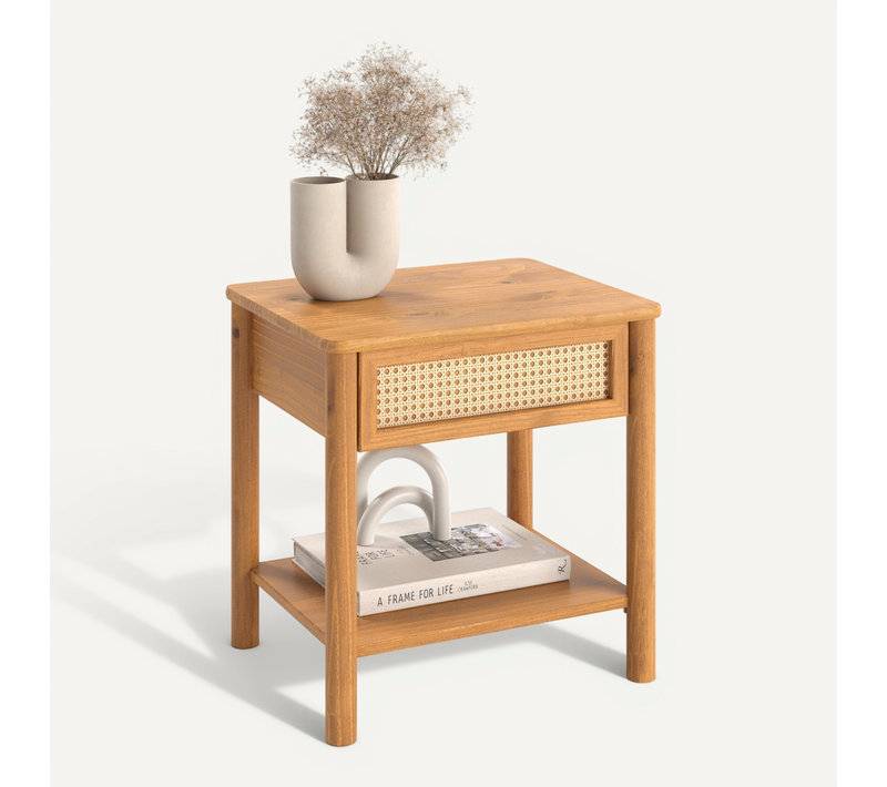 Table De Chevet Cefira 1 Tiroir En Bois Massif - Coloris Chêne