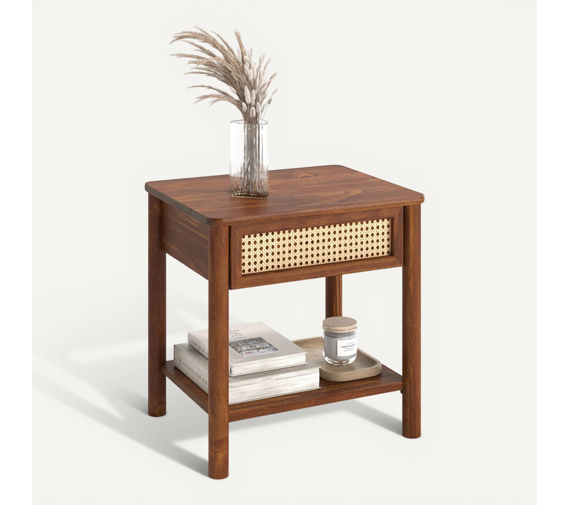 Table De Chevet Cefira 1 Tiroir En Bois Massif - Coloris Châtaignier