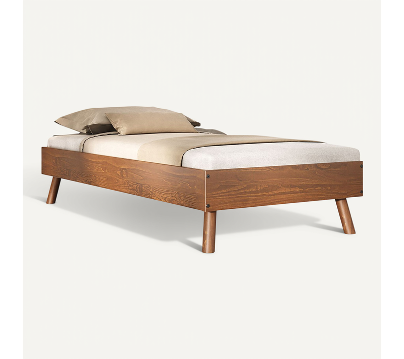 Lit Futon Karri 90 X 200 Cm, En Bois Massif - Coloris Châtaignier