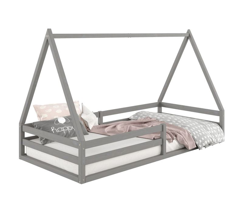 Lit Cabane Sila 90 X 200 Cm, En Pin Massif Gris