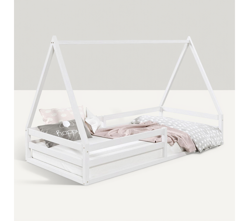 Lit Cabane Sila 90 X 190 Cm, En Pin Massif Blanc