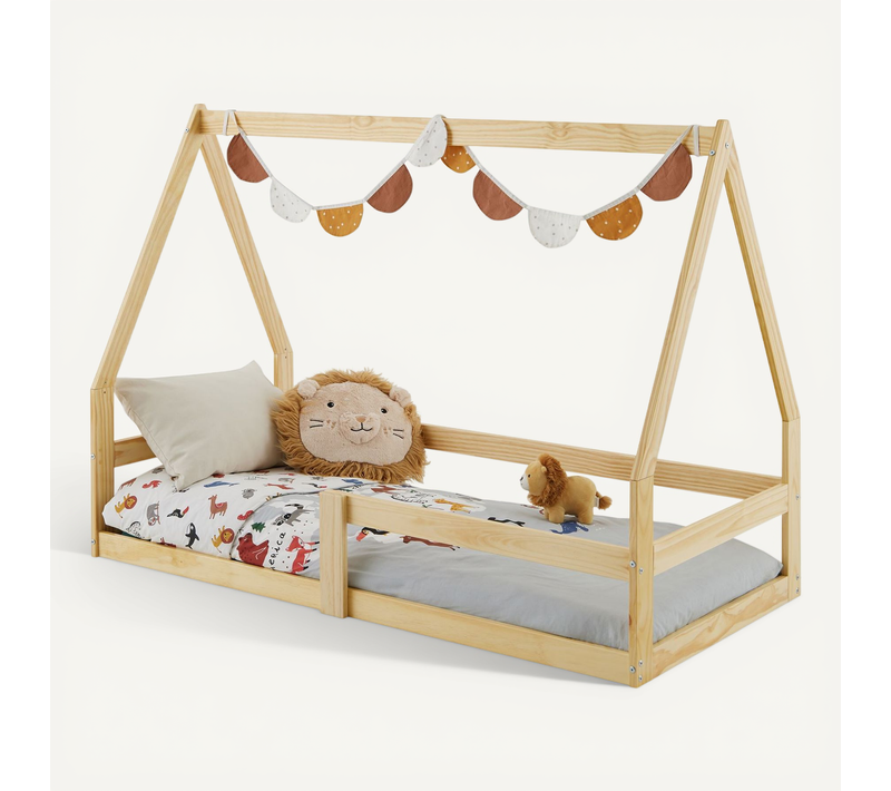 Lit Cabane Tami 70 X 140 Cm, En Pin Massif Naturel