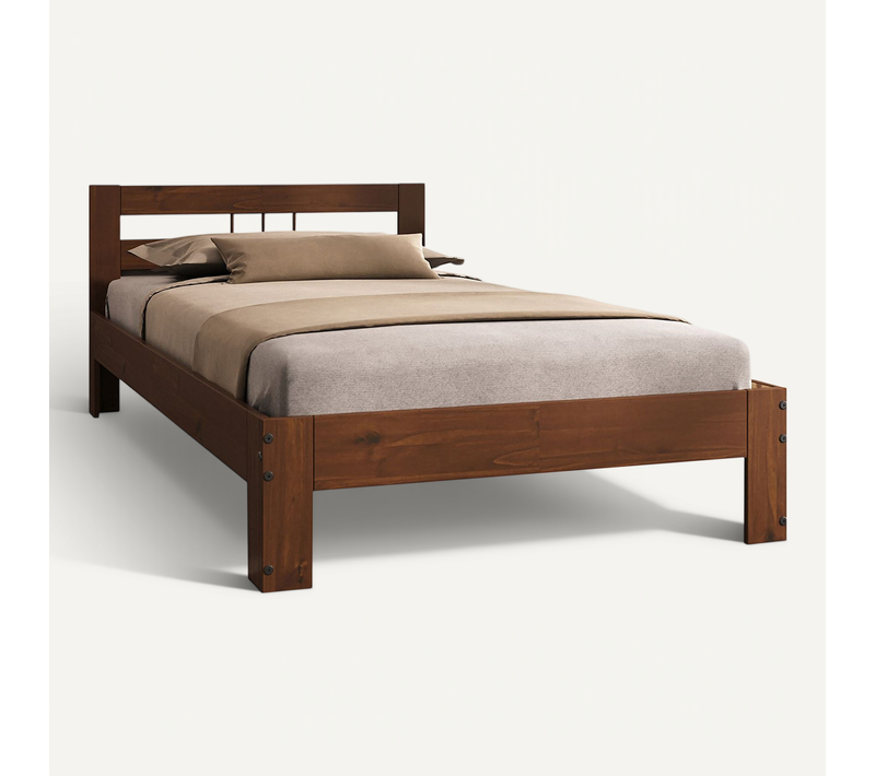 Lit En Bois Theo 90 X 200 Cm - Coloris Châtaignier