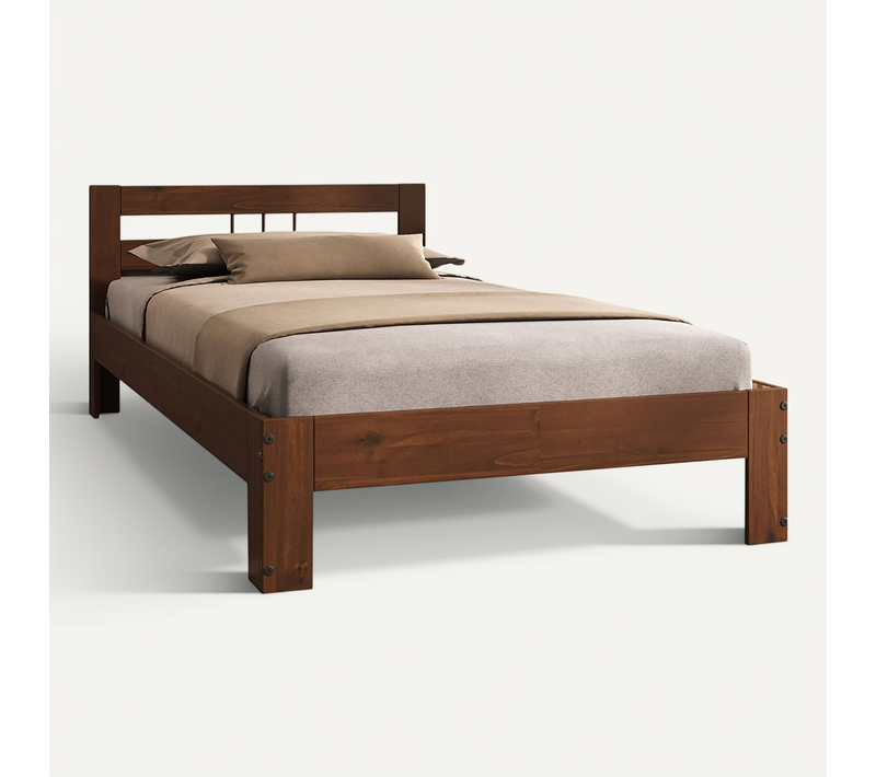 Lit En Bois Theo 100 X 200 Cm - Coloris Châtaignier