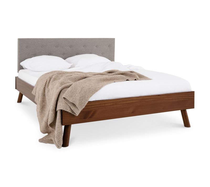 Ensemble Lit Futon Avec Tête De Lit Karri 140 X 200 Cm - Gris Clair Et Châtaignier