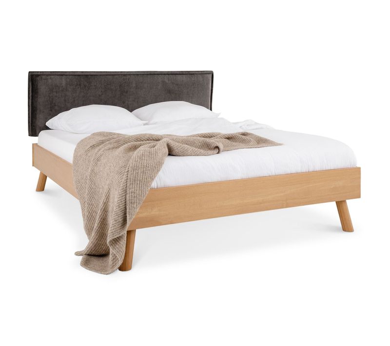 Ensemble Lit Futon Avec Tête De Lit Karri 140 X 200 Cm - Gris Et Chêne