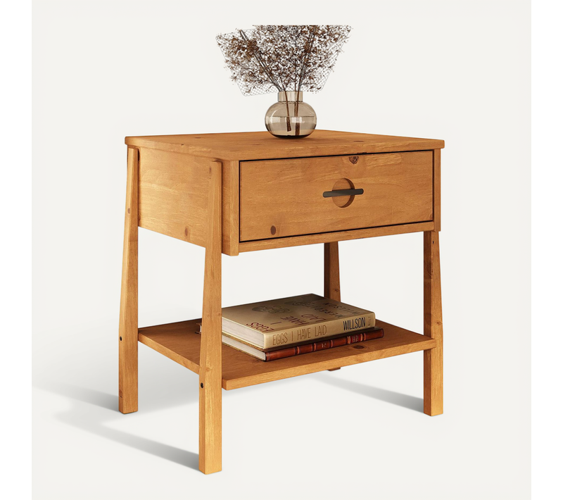 Table De Chevet Adamo H 49 Cm Avec Tiroir En Bois Massif - Coloris Chêne