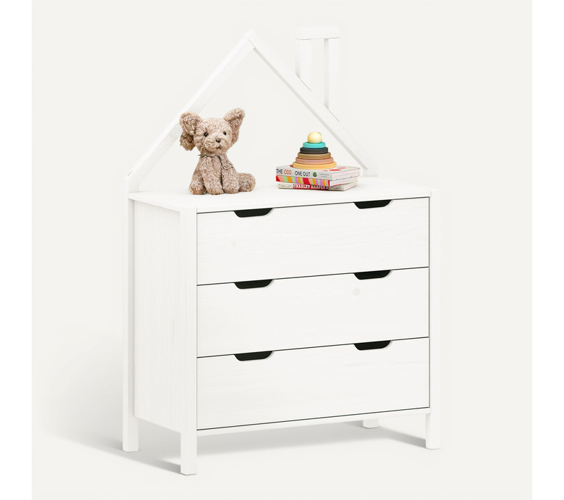 Commode Enfant Elano En Bois Massif 3 Tiroirs - Blanc