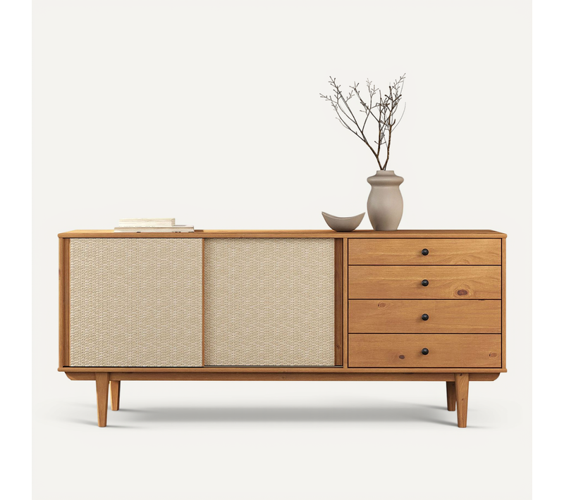Buffet Simona L 175 Cm En Bois Massif - Coloris Chêne