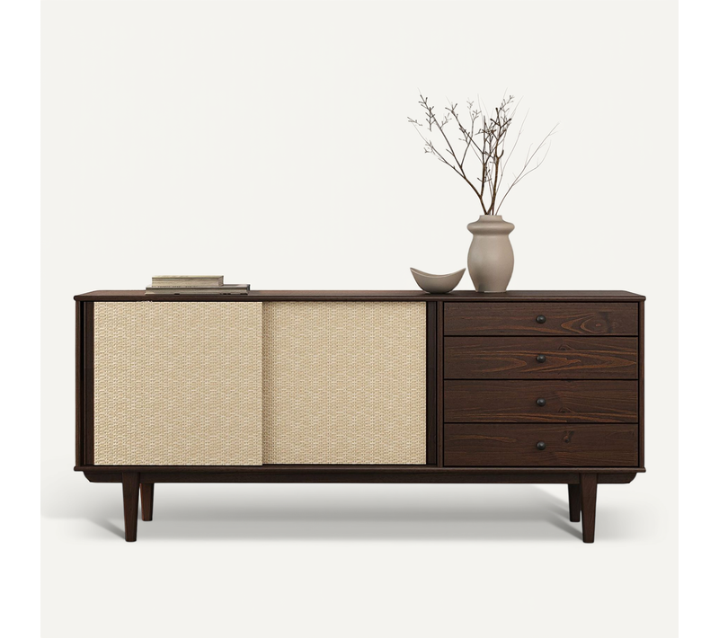 Buffet Simona L 175 Cm En Bois Massif - Coloris Noyer