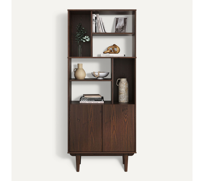 Buffet Haut Simona H 188 Cm En Bois Massif - Coloris Noyer