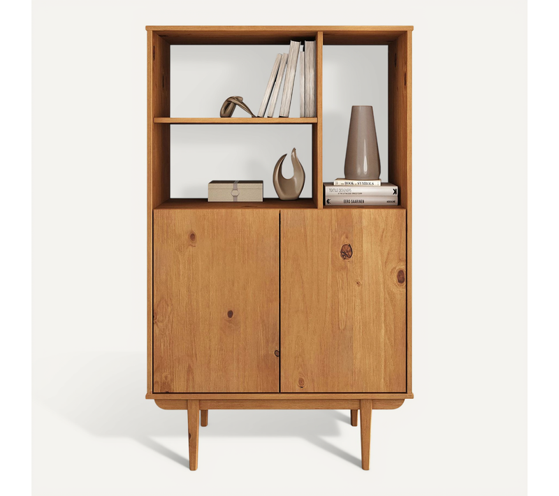 Buffet Haut Simona H 133 Cm En Bois Massif - Coloris Chêne