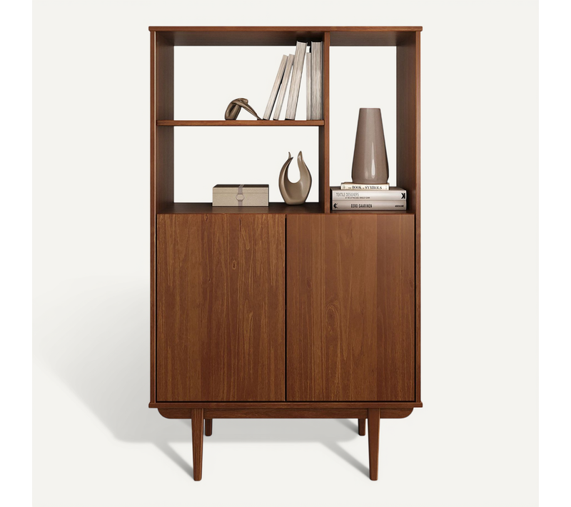 Buffet Haut Simona H 133 Cm En Bois Massif - Coloris Châtaignier