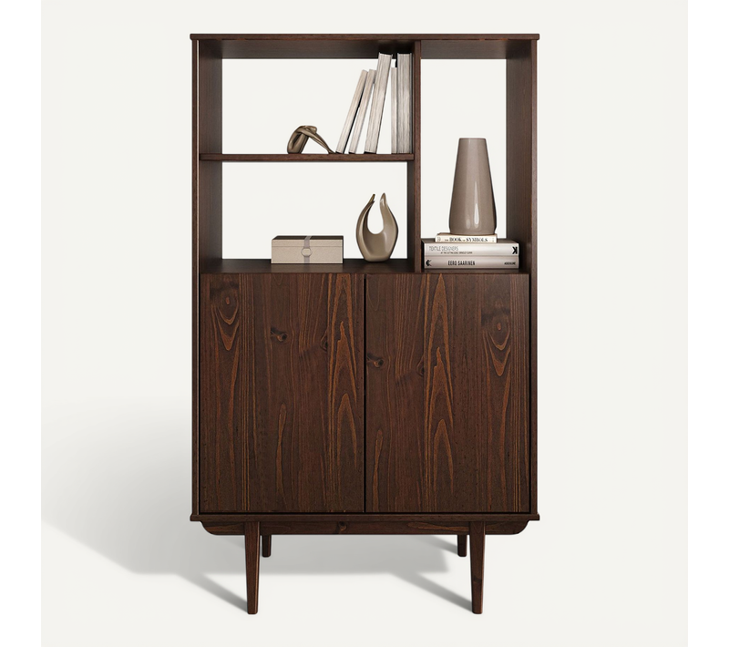 Buffet Haut Simona H 133 Cm En Bois Massif - Coloris Noyer