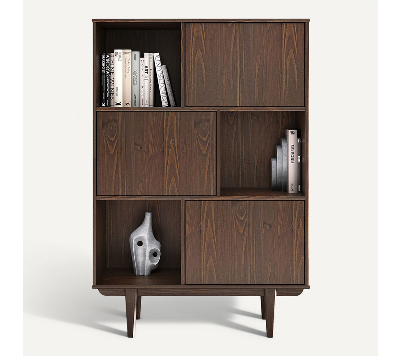 Buffet Haut Simona H 139 Cm En Bois Massif - Coloris Noyer
