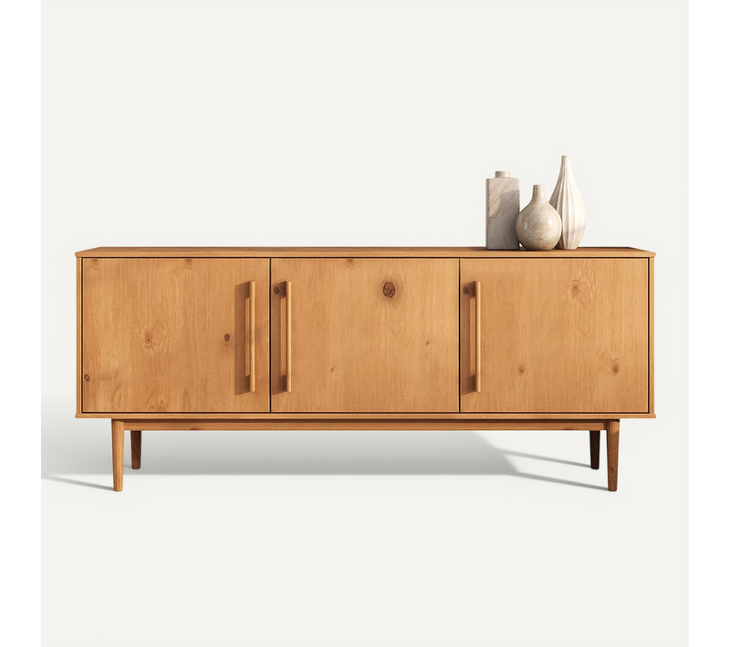 Buffet Tecca L 170 Cm 3 Portes En Bois Massif - Coloris Chêne