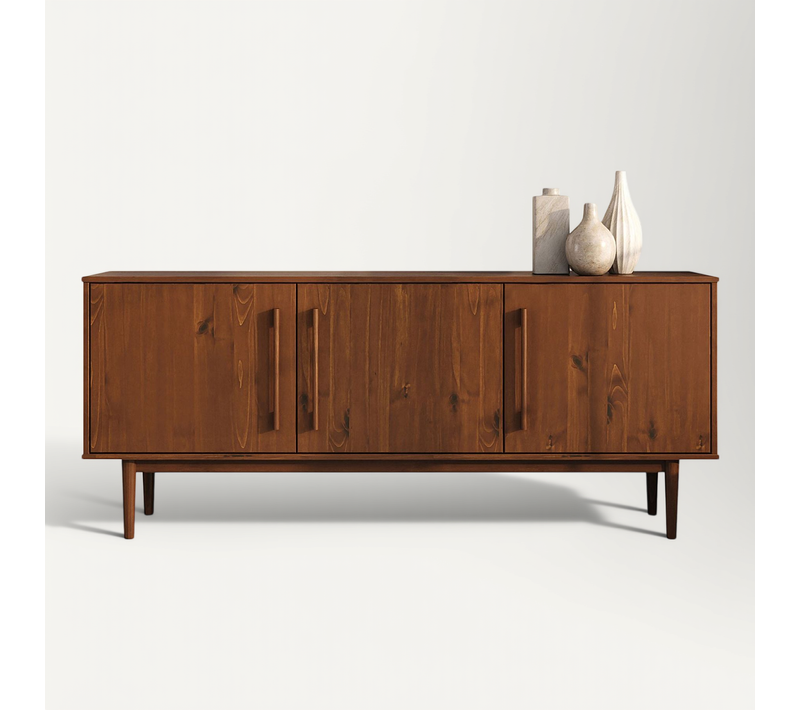 Buffet Tecca L 170 Cm 3 Portes En Bois Massif - Coloris Châtaignier