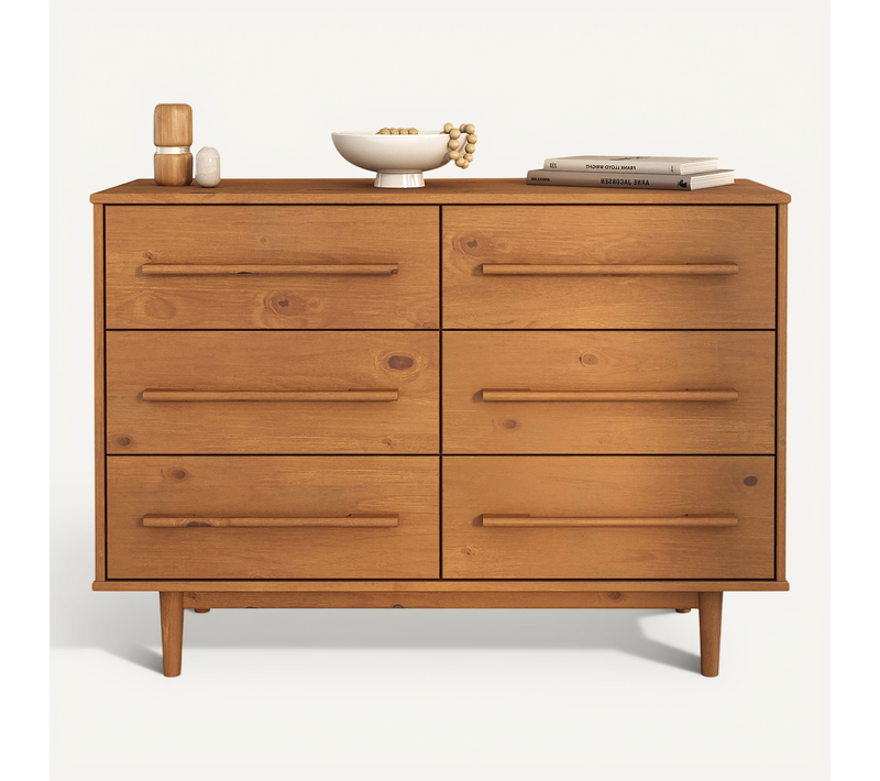 Commode Tecca L 111 Cm 6 Tiroirs En Bois Massif - Coloris Chêne