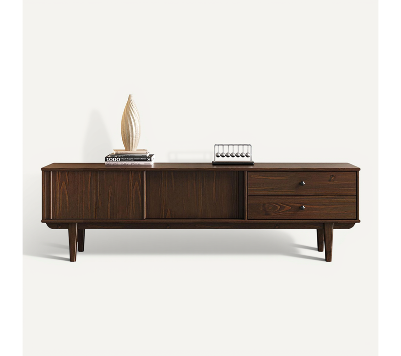 Meuble TV Simona L 175 Cm En Bois Massif - Coloris Noyer