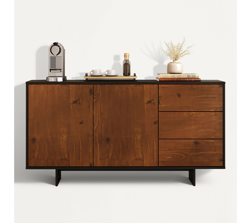 Buffet Arto L 135 Cm 2 Portes 3 Tiroirs En Bois Massif